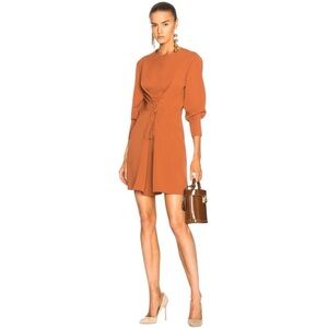 TIBI Lace Up Long Sleeve Mini Dress Rust Size 8 M Party Date Night Wedding Event